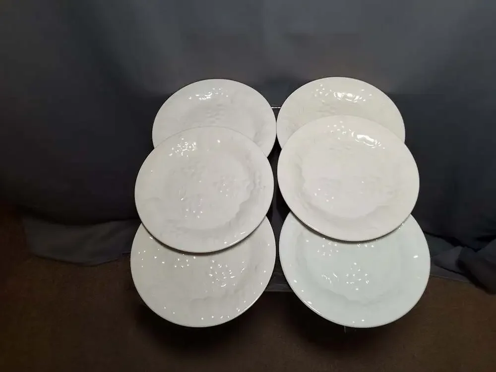 Vintage Gibson China Flourish Plate 7 3/4” White Raised Fruit Detail